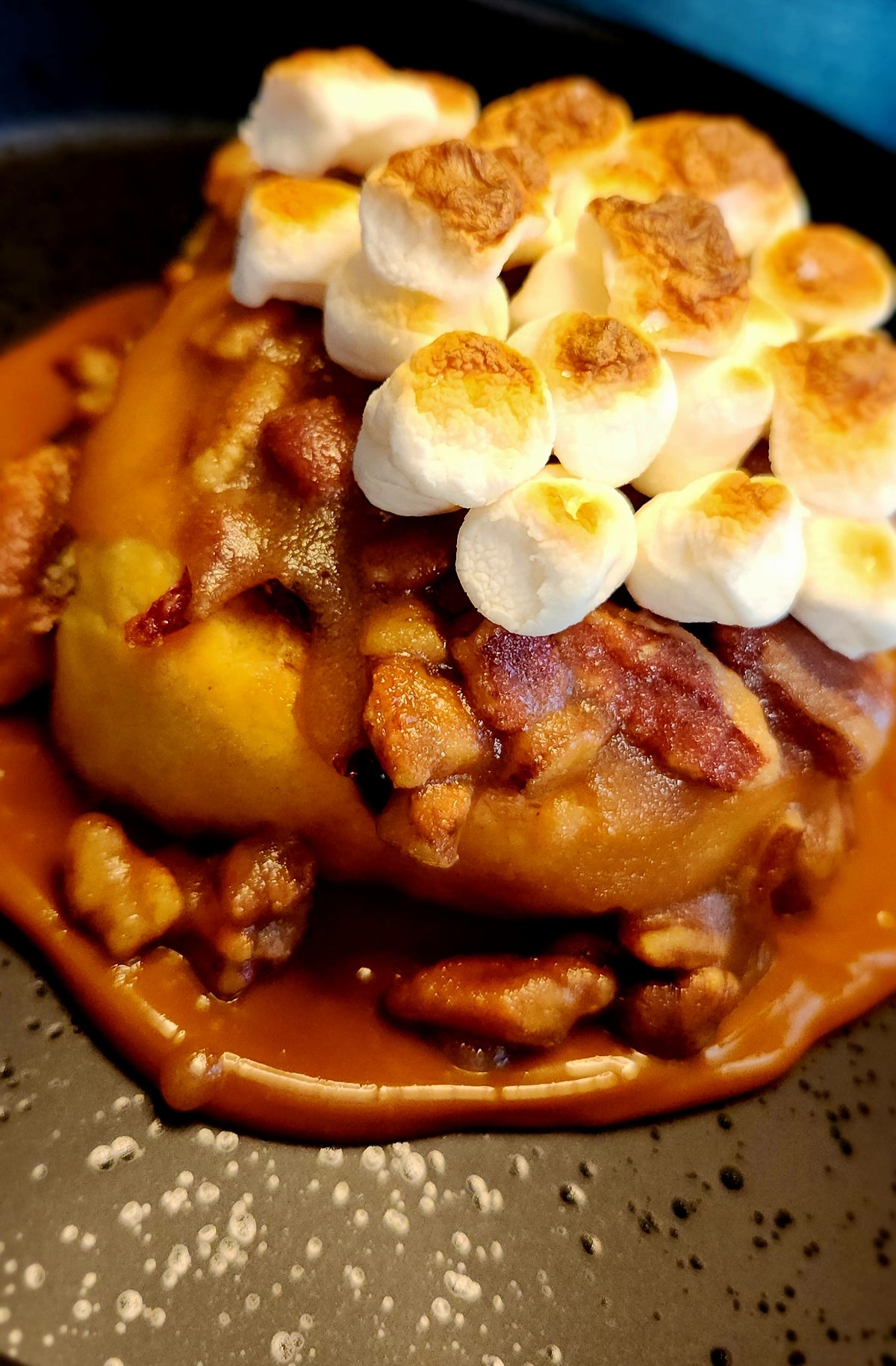 Sweet Potato Praline TWIST with Cardamom Dulce Leche drizzle